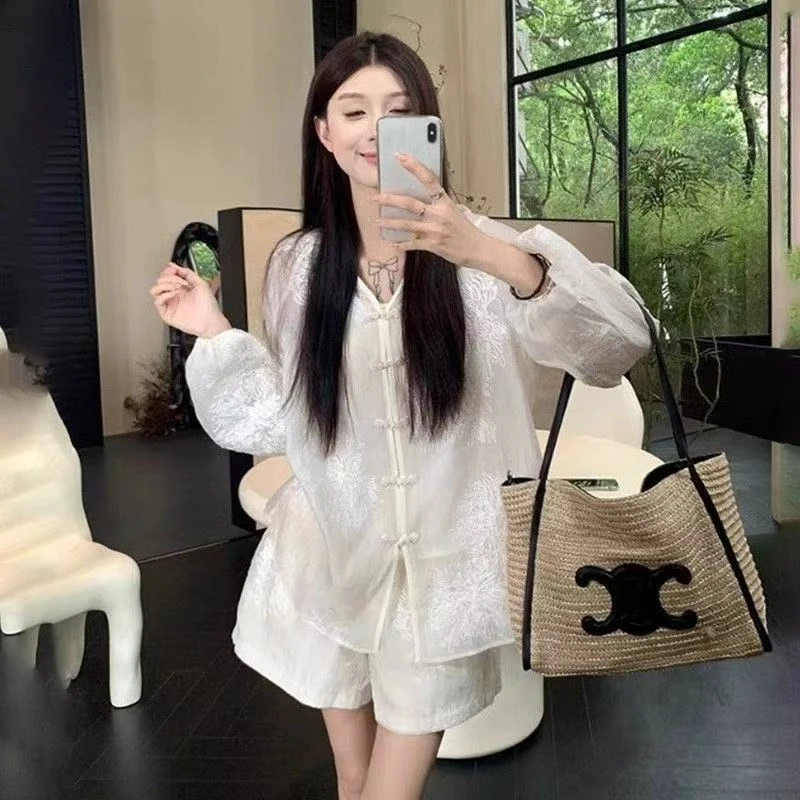 通勤风新中式简约通勤时尚套装短裤夏季套装温婉风