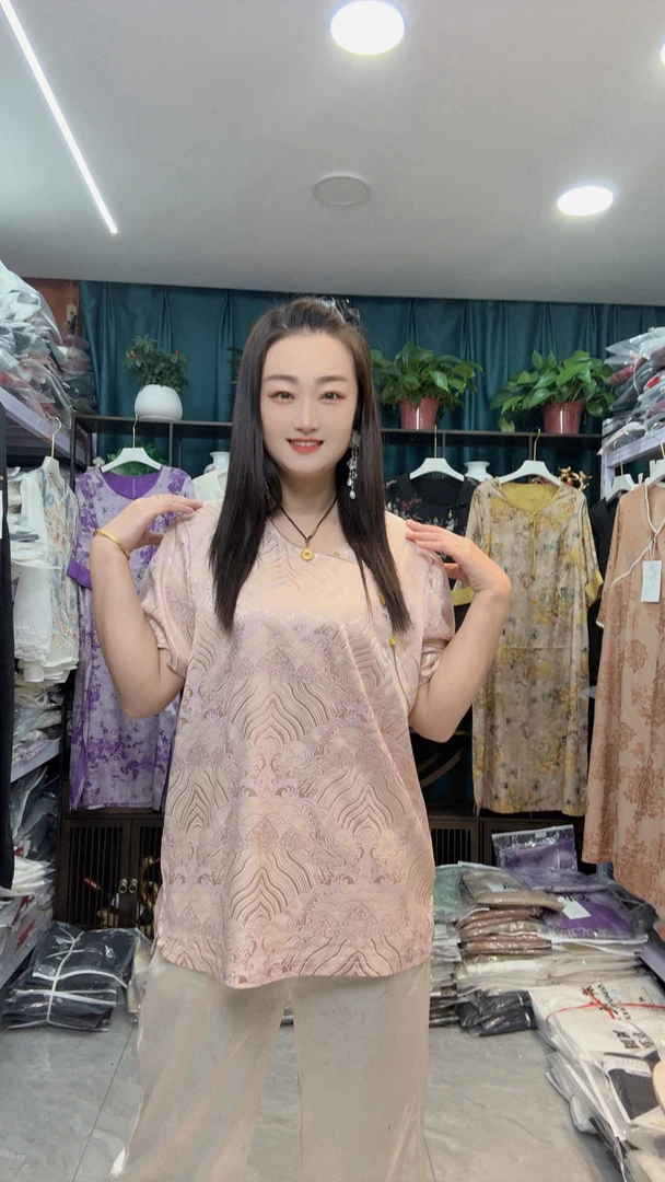 时尚中式国风夏季新款休闲洋气中袖轻薄打底