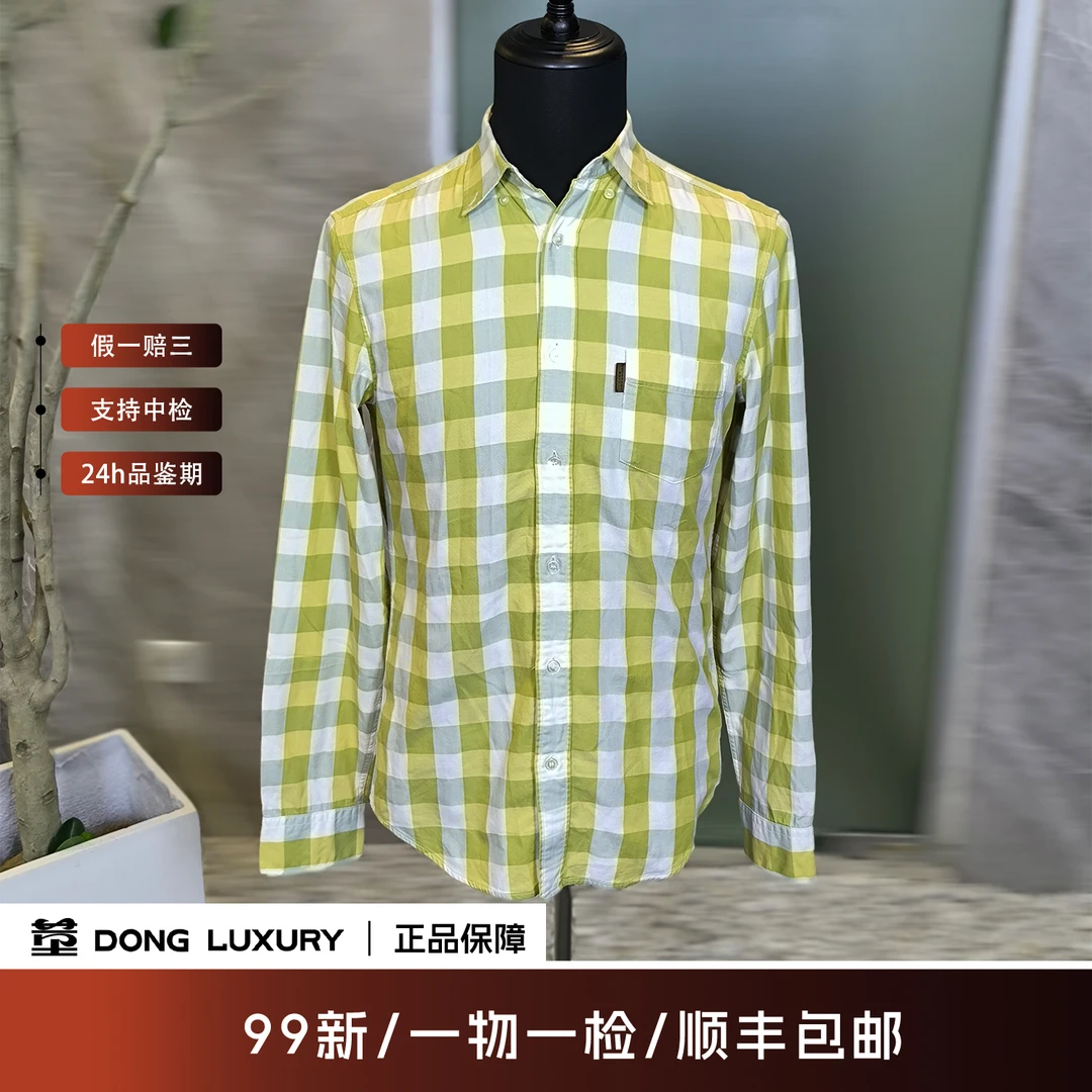99新 BURBERRY/博柏利 拼接格纹长袖衬衫/S码/HH0038