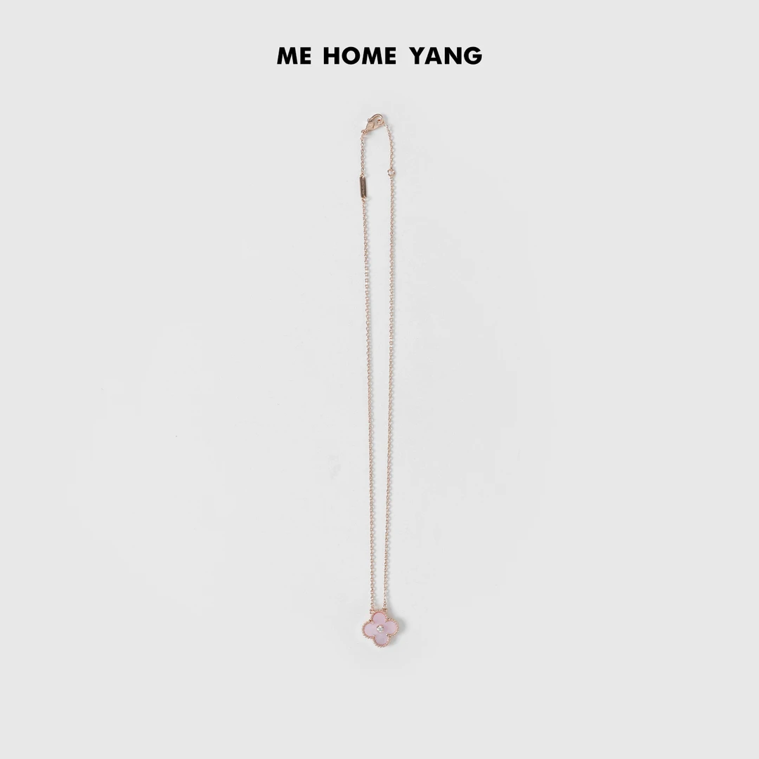 铜合金项链 ME【千金粉贝项链】奢牌感复古粉白四叶草项链 MESS0539