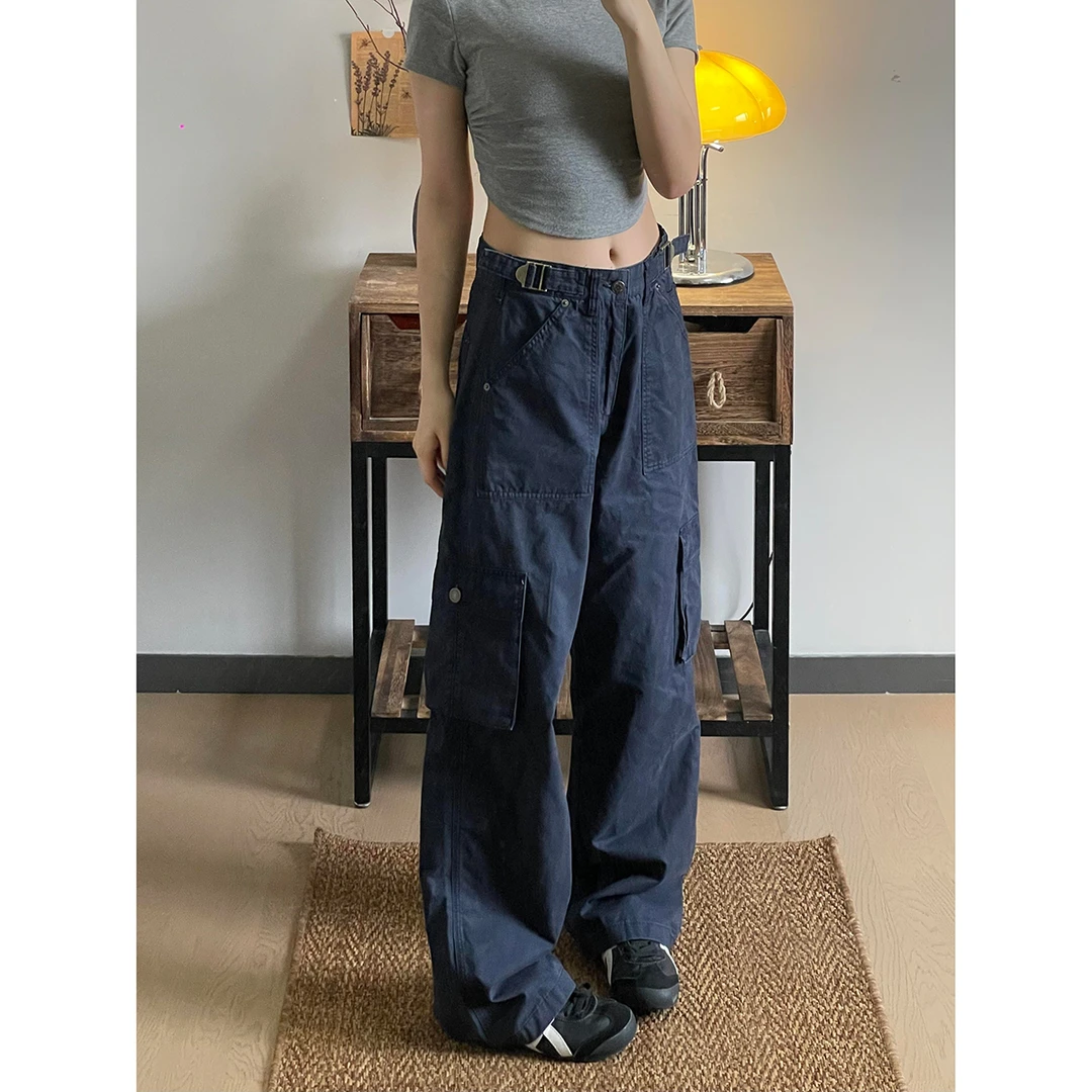 阿渔快跑美拉德水洗直筒工装裤男女百搭显瘦休闲长裤子潮美式复古