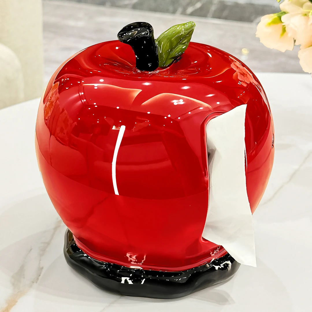 苹果纸巾盒客厅高档轻奢抽纸盒新款家用创意茶几摆件陶瓷餐巾纸盒