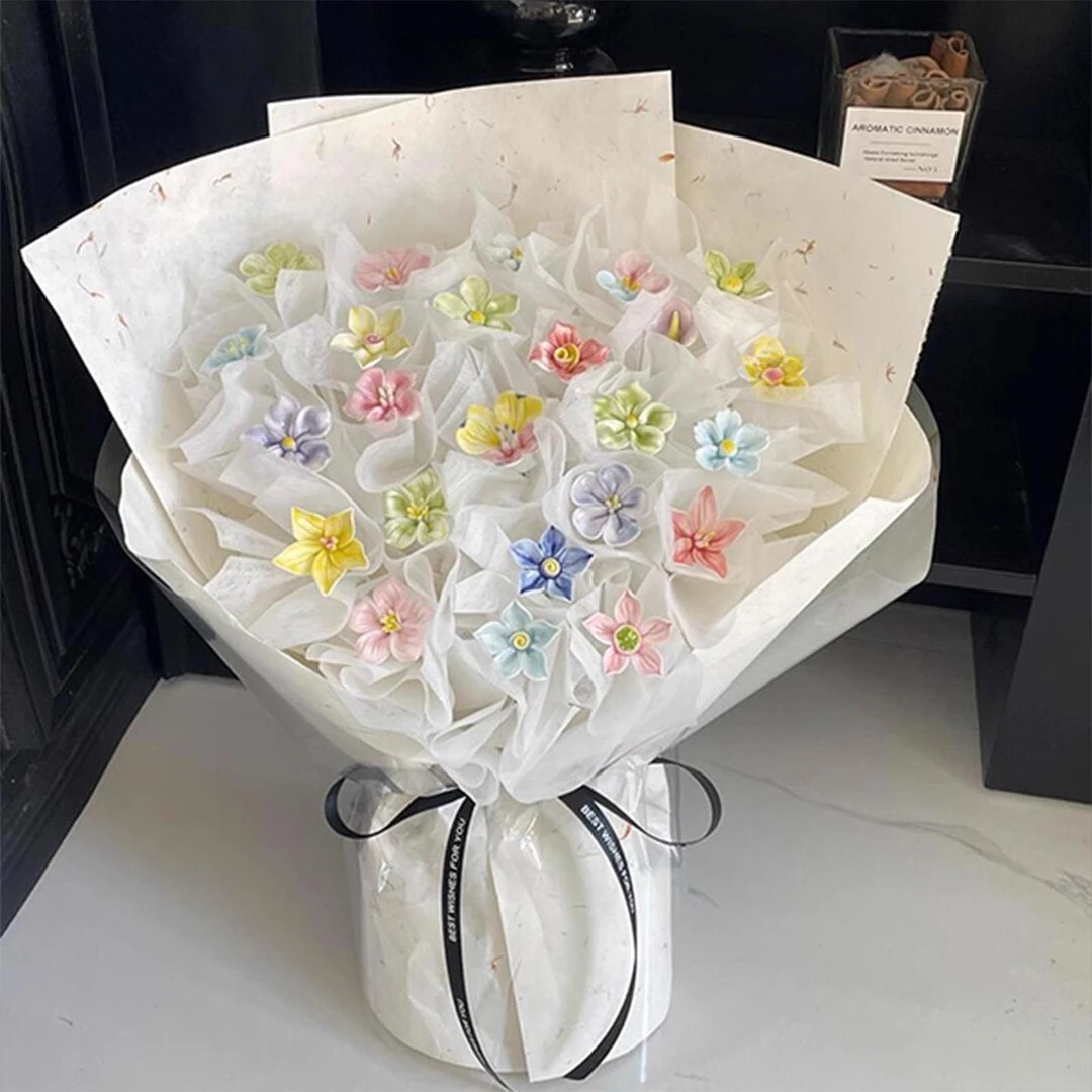 景德镇陶瓷花成品花束一岁一花实用手捧花生日礼物送女友朋友