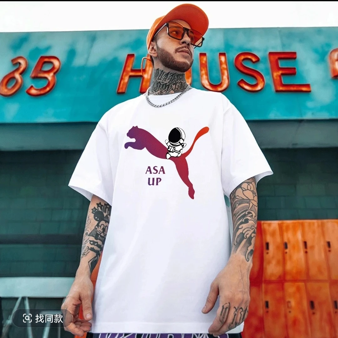 短袖时尚百搭潮流情侣休闲潮流ins半袖圆领印花夏季男女同款T恤