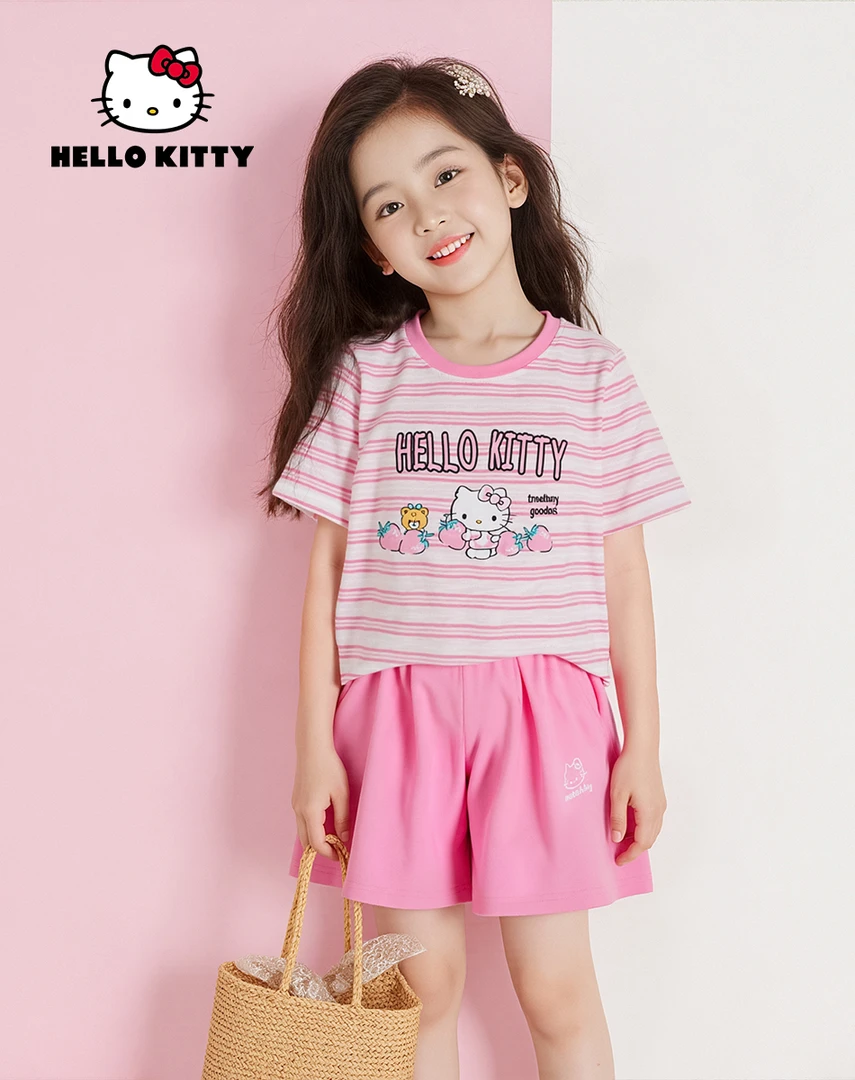 HelloKitty夏季新款女童女宝中大童休闲可爱套装AC5220BG361 AD