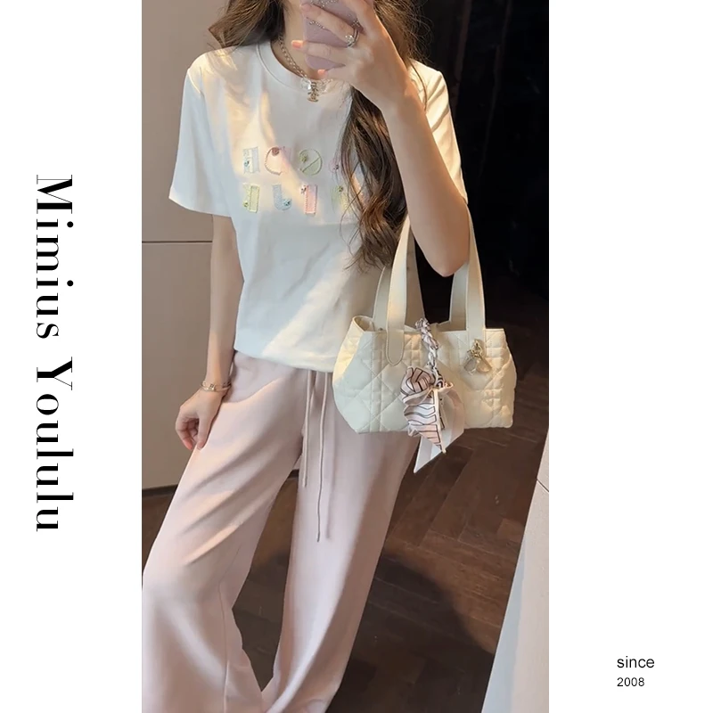 【mimius】L 氧气少女减龄彩色字母短袖T恤 G03311