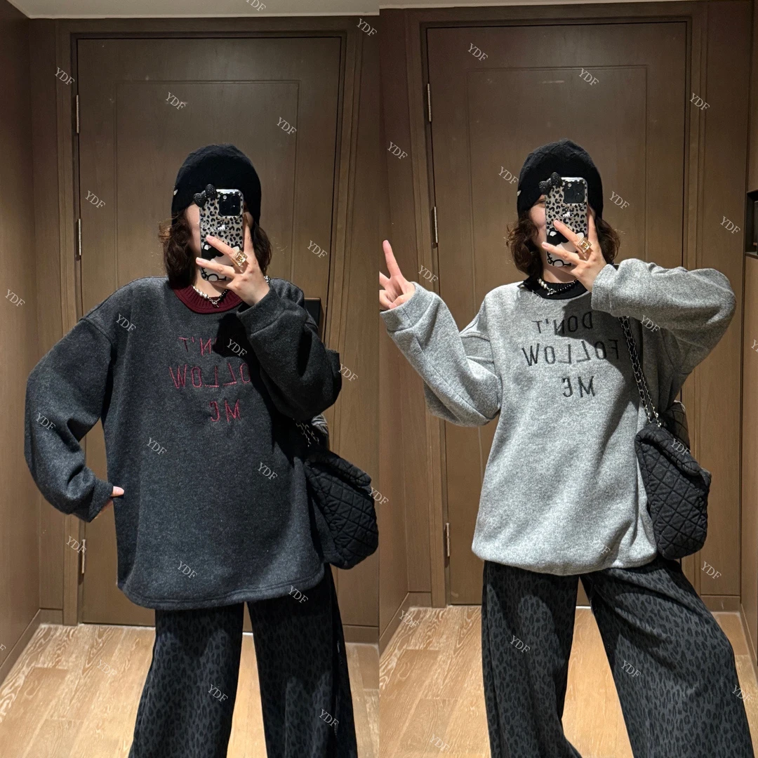 YDFSTUDIO小众【时尚手记】欧货重工字母刺绣设计时尚百搭加绒卫衣