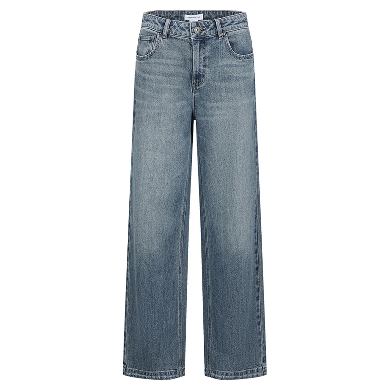 UR2025秋季新款女装休闲复古水洗猫须阔腿牛仔长裤UYY850045