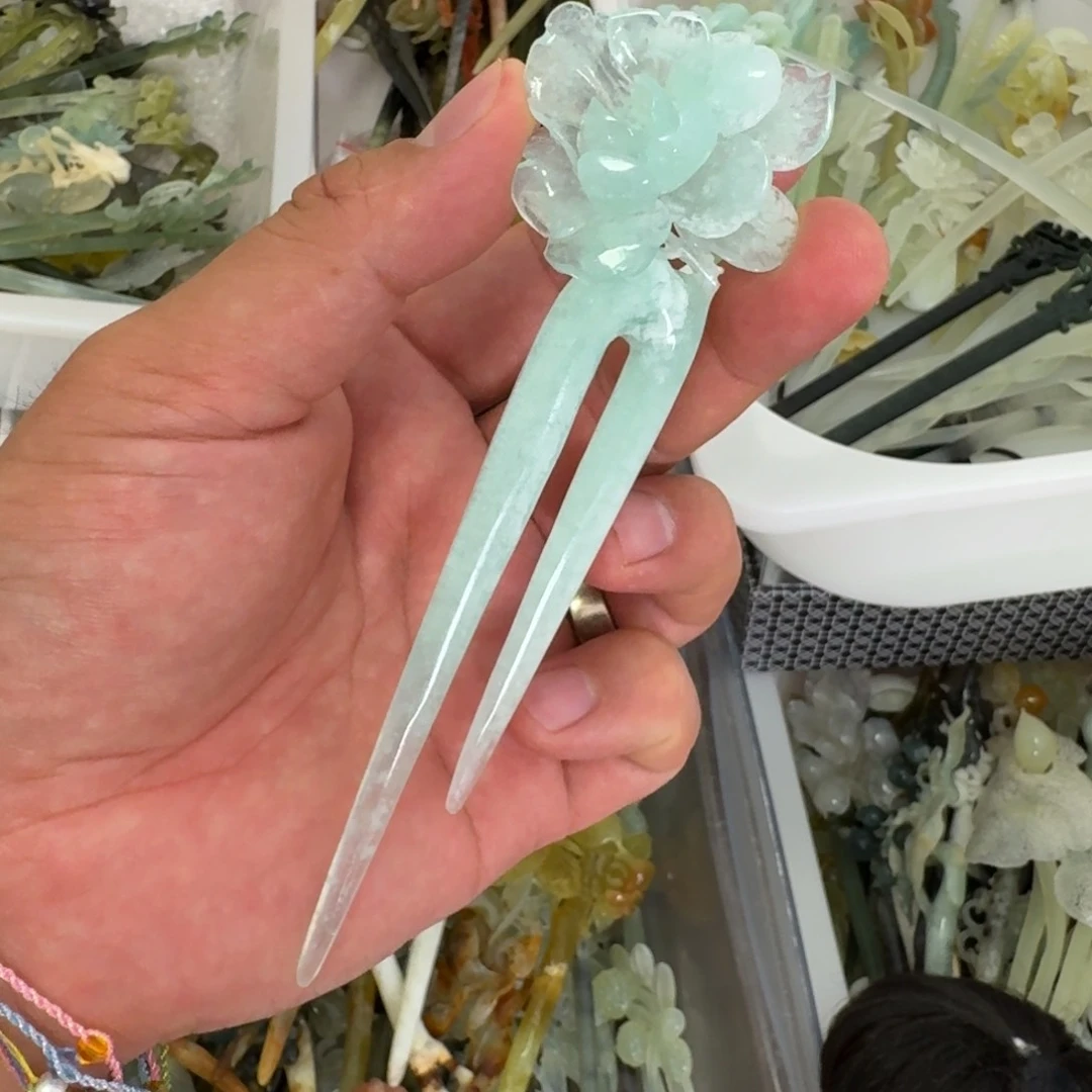 岫玉未镶嵌发饰明君玉簪就是好看