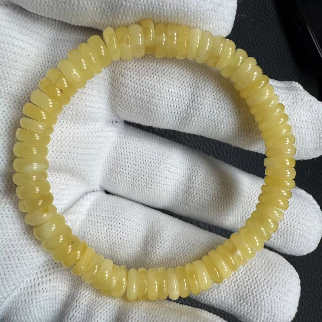 尺寸7.5mm左右蜜蜡药片单圈一条《小鱼文玩》981号