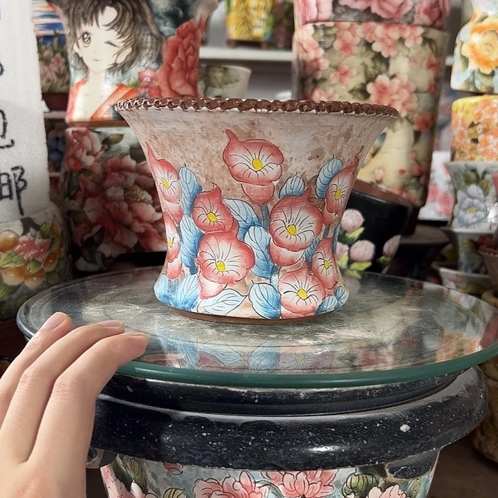 景德镇手绘花盆满38包邮偏远地区除外