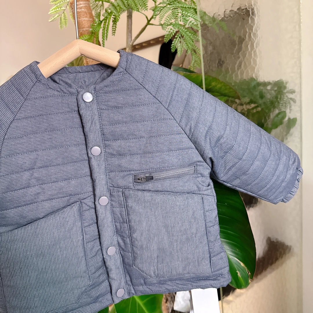 【断码清版 201366】秋冬儿童休闲保暖加绒绗棉御寒贴袋无领外套