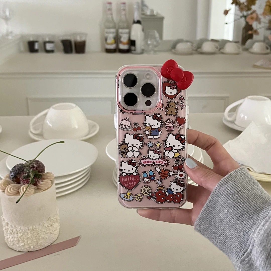 可爱小熊满屏KT适用iphone16pro苹果15手机壳14甜系小众13promax