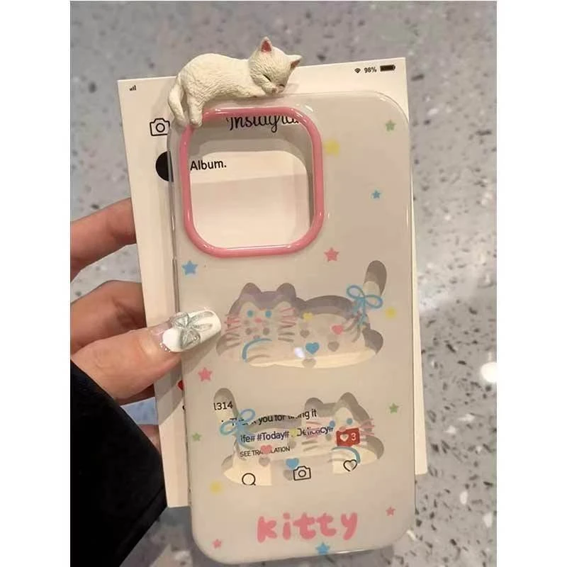 两只猫咪适用苹果16/15手机壳iphone13pro12女14小米oppo华为vivo