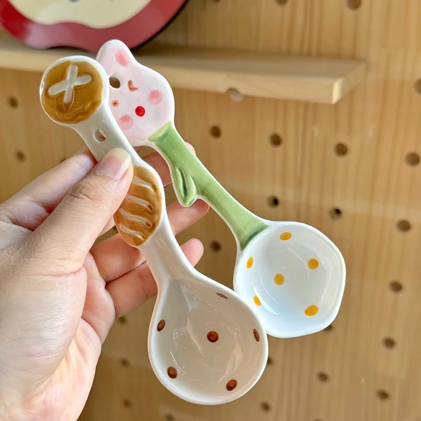 【2只装】粉色小兔长柄可爱卡通吃饭喝汤勺子