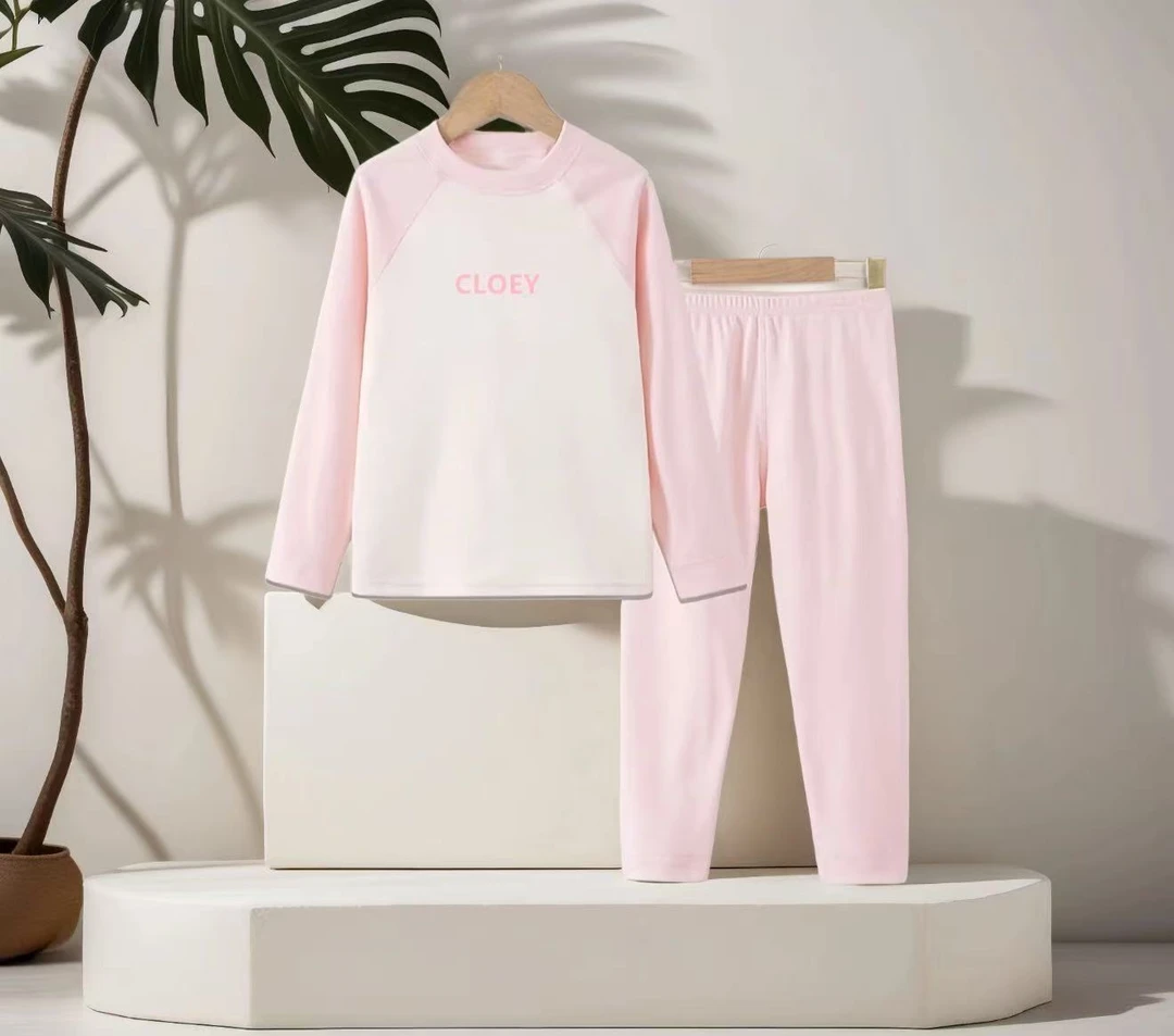 保暖男童女童秋衣秋裤圆领发热德绒套装