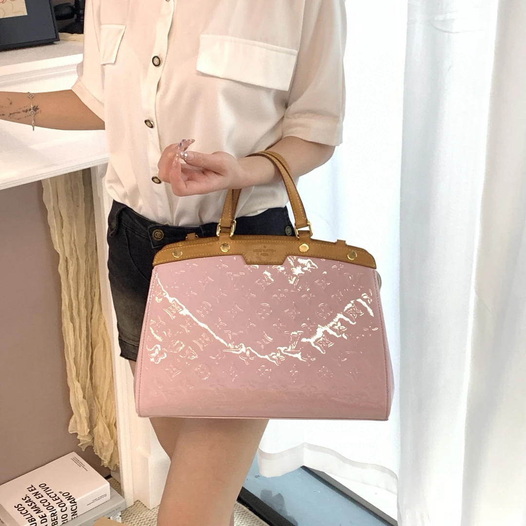 95新 LouisVuitton/路易威登 lv樱花粉漆皮医生包手提单肩包