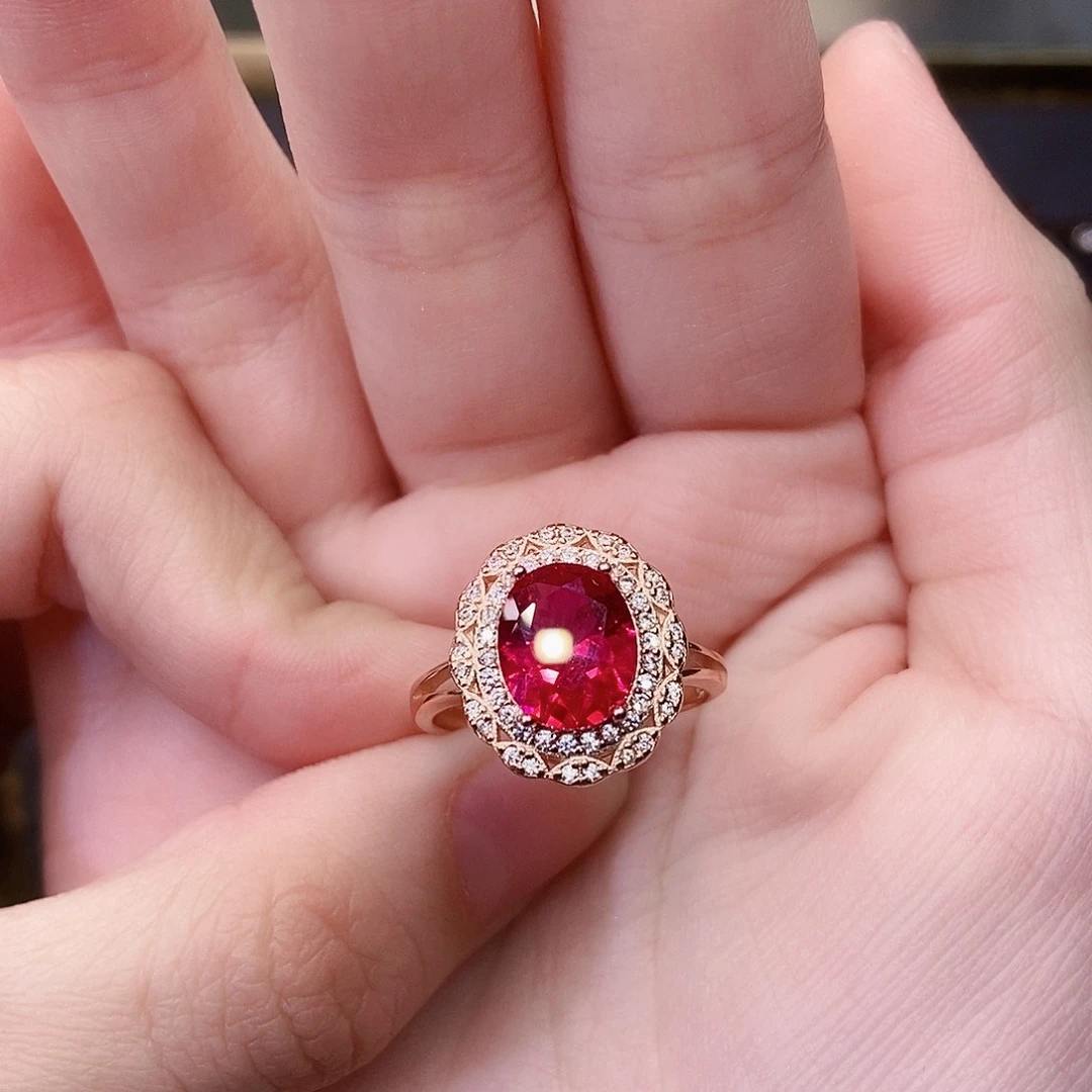 银S925镶嵌戒指红宝石