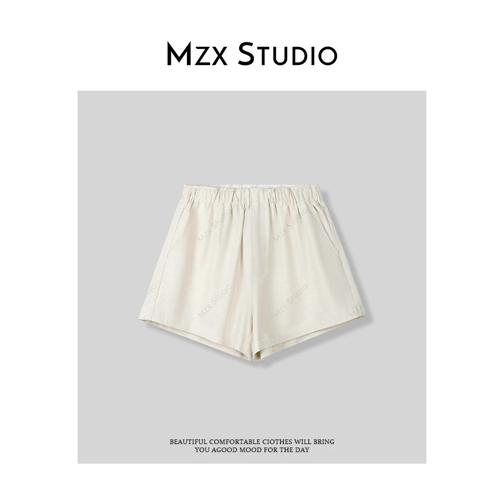 MZX 夏季极简纯色百搭松紧腰短裤裤子KZ8162-B