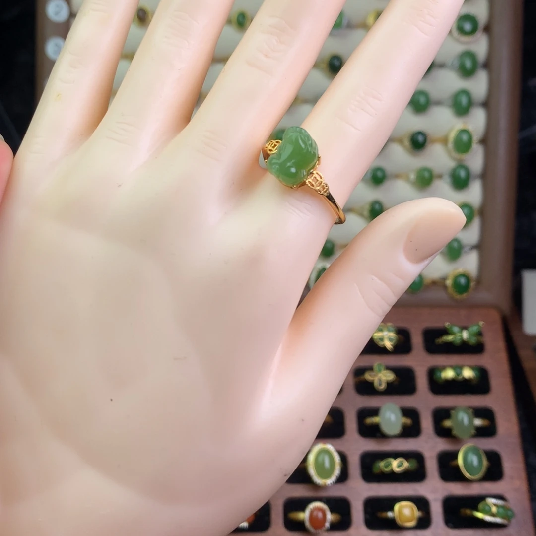 和田玉银S925镶嵌戒指