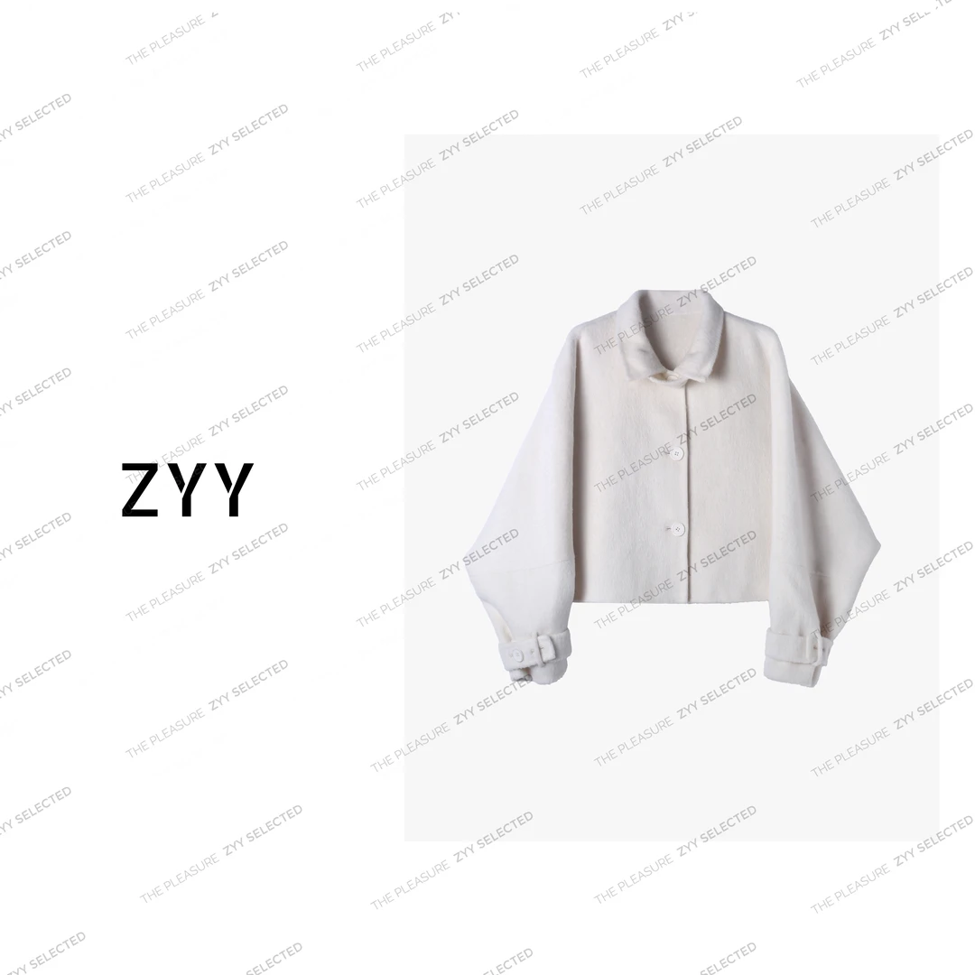 ZYY【私享时刻】2025S/S新品混纺双面呢短款呢大衣外套X25DDY04527