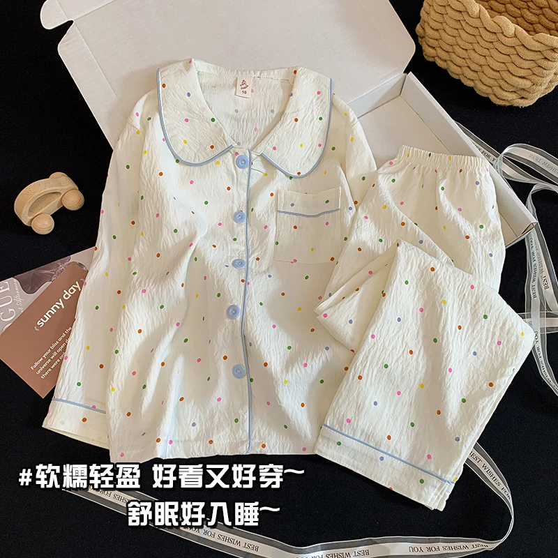 云朵棉儿童家居服2025年中大童长袖爆款睡衣春秋季新款女童初中生