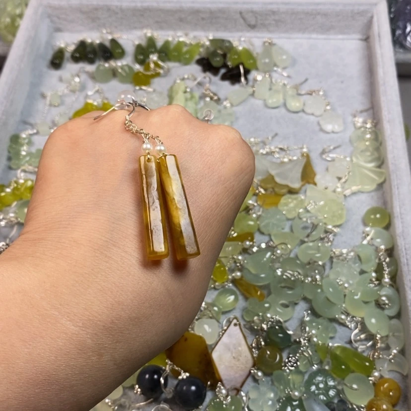 【闪购商品】未镶嵌蛇纹石玉挂件耳饰耳环项链揽*珠