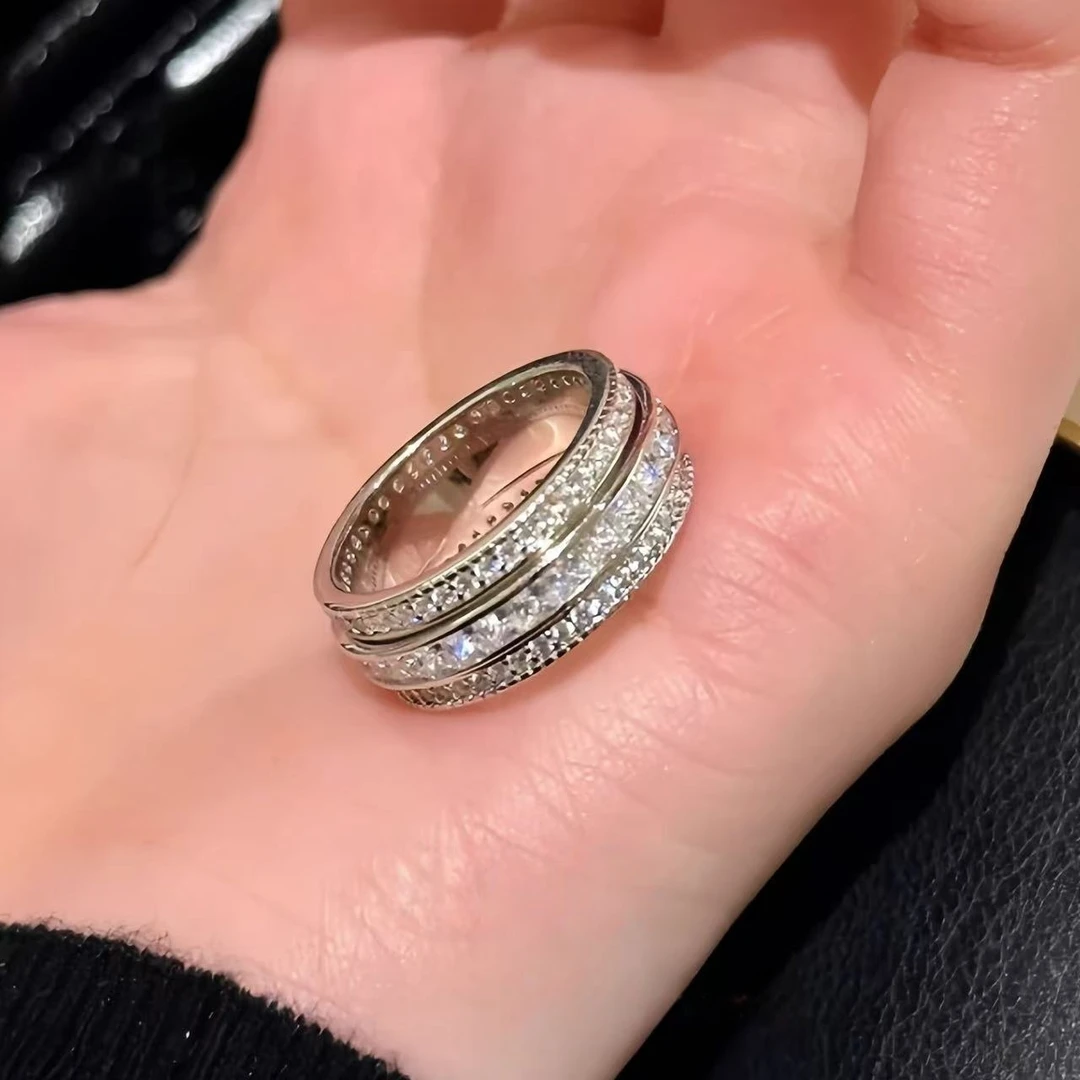 铜合金戒指 银色时来运转戒指女精致独特小众设计轻奢高级感指环