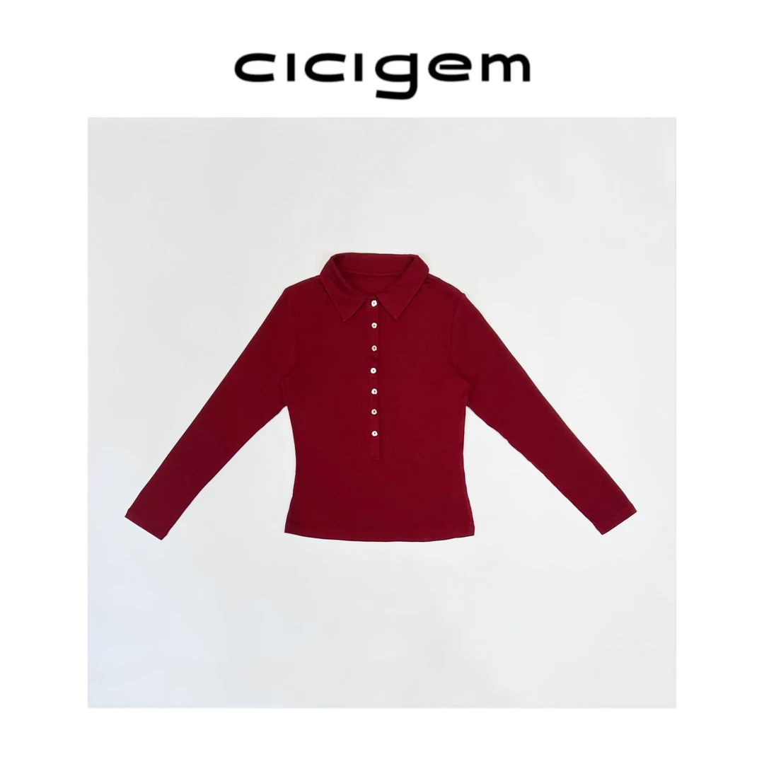 CC~【那些年】韩系POLO领百搭宽松休闲时尚长袖T恤上衣