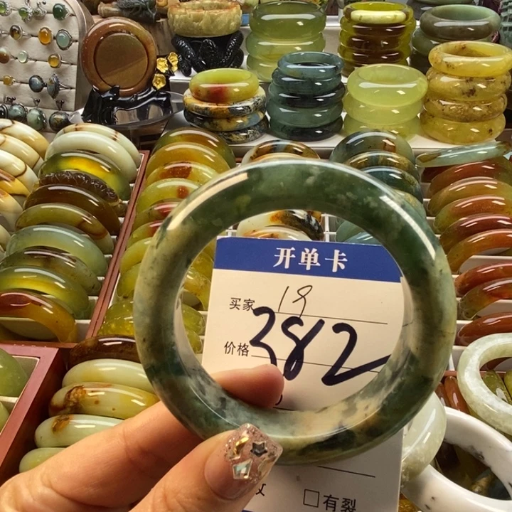 蛇纹石玉未镶嵌手镯55.7-56