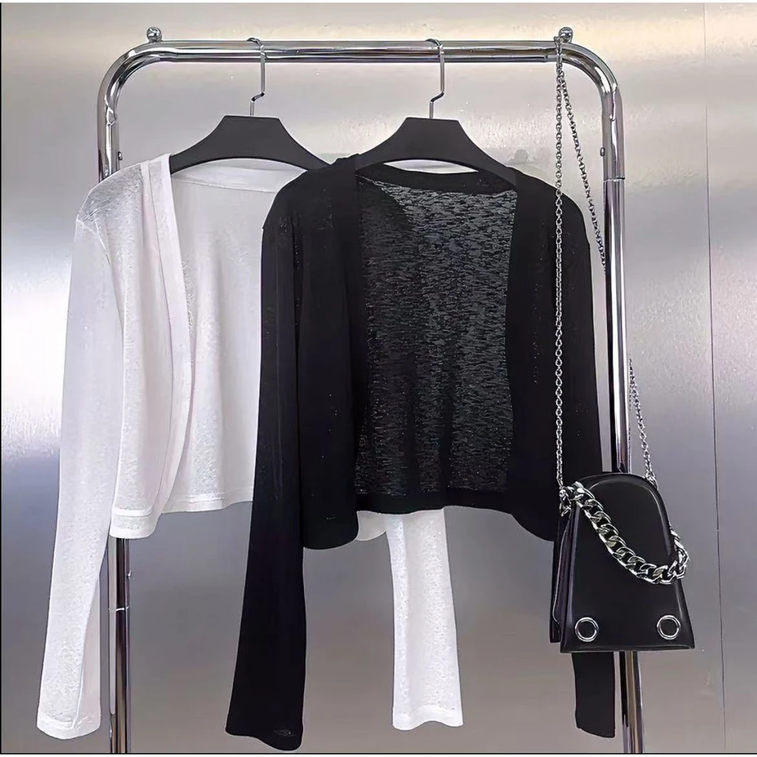 （芋圆）彩色防晒开衫夏季薄款外搭披肩空调衫短款披肩罩衫3257