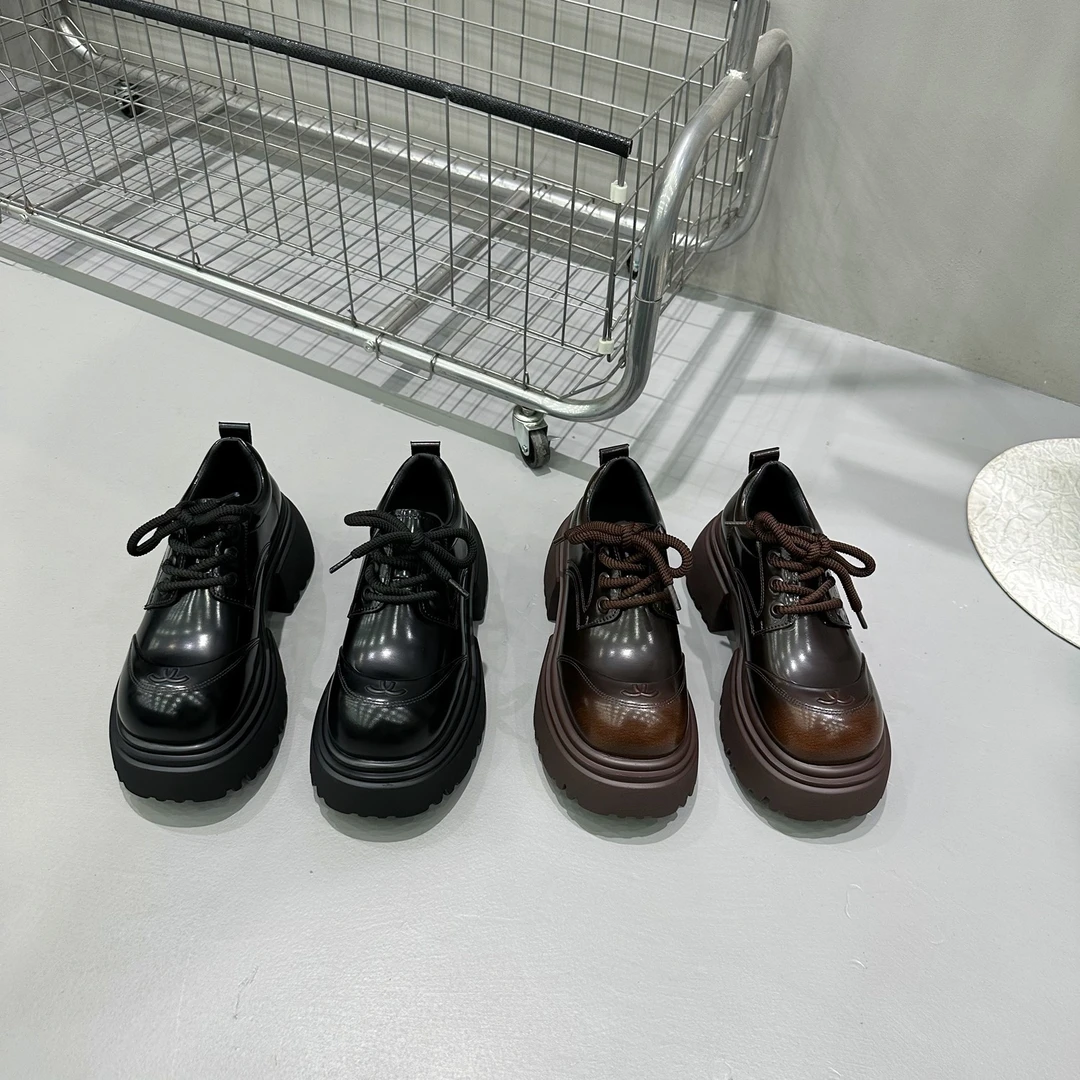 【断码清~捡漏孤品】欧货增高显瘦圆头系带乐福鞋时尚休闲单鞋女鞋