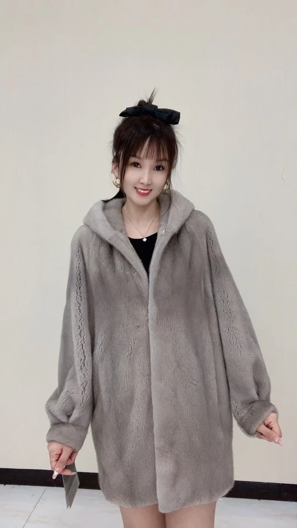 雷公馆 冬季新款进口长款天鹅绒整貂皮草水貂外套女