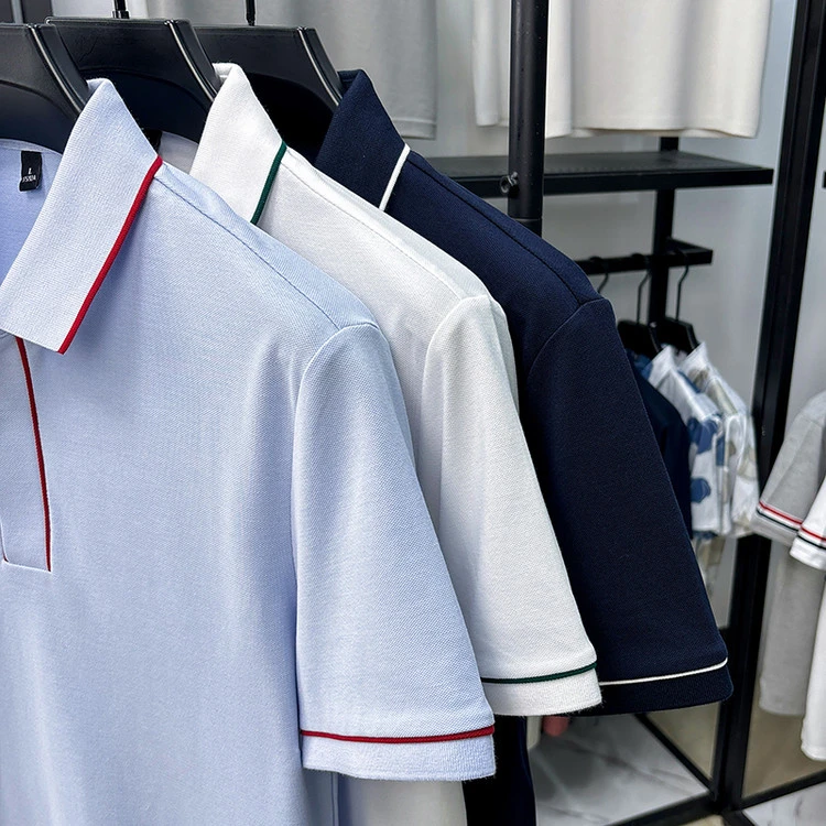 男士商务t袖高端poio衫商务休闲吸汗透气薄款潮流翻领上衣宽松