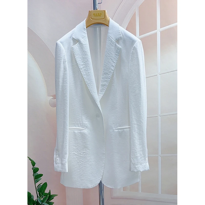 【乐乐推荐】2025夏季新品  高定西装薄款外套女含亚麻小西服