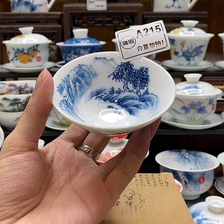 手绘一物一拍斗笠杯85cc釉下彩福利