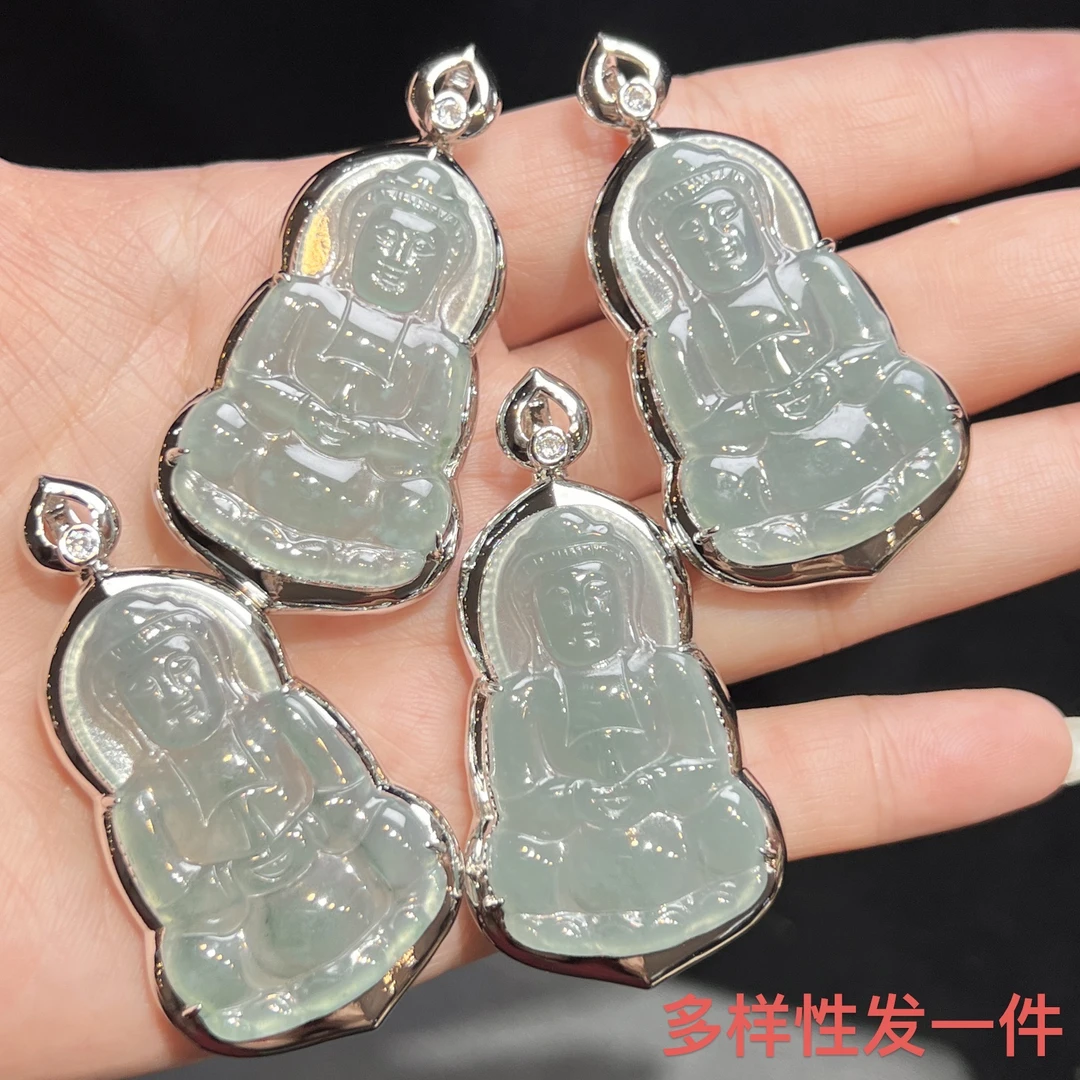 【上旭珠宝马哥推荐】天然翡翠A货蓝水观音吊坠 多样性发一件