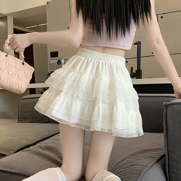 时鸟白色蛋糕裙半身裙女夏季新款松紧高腰显瘦芭蕾风a字蓬蓬公主