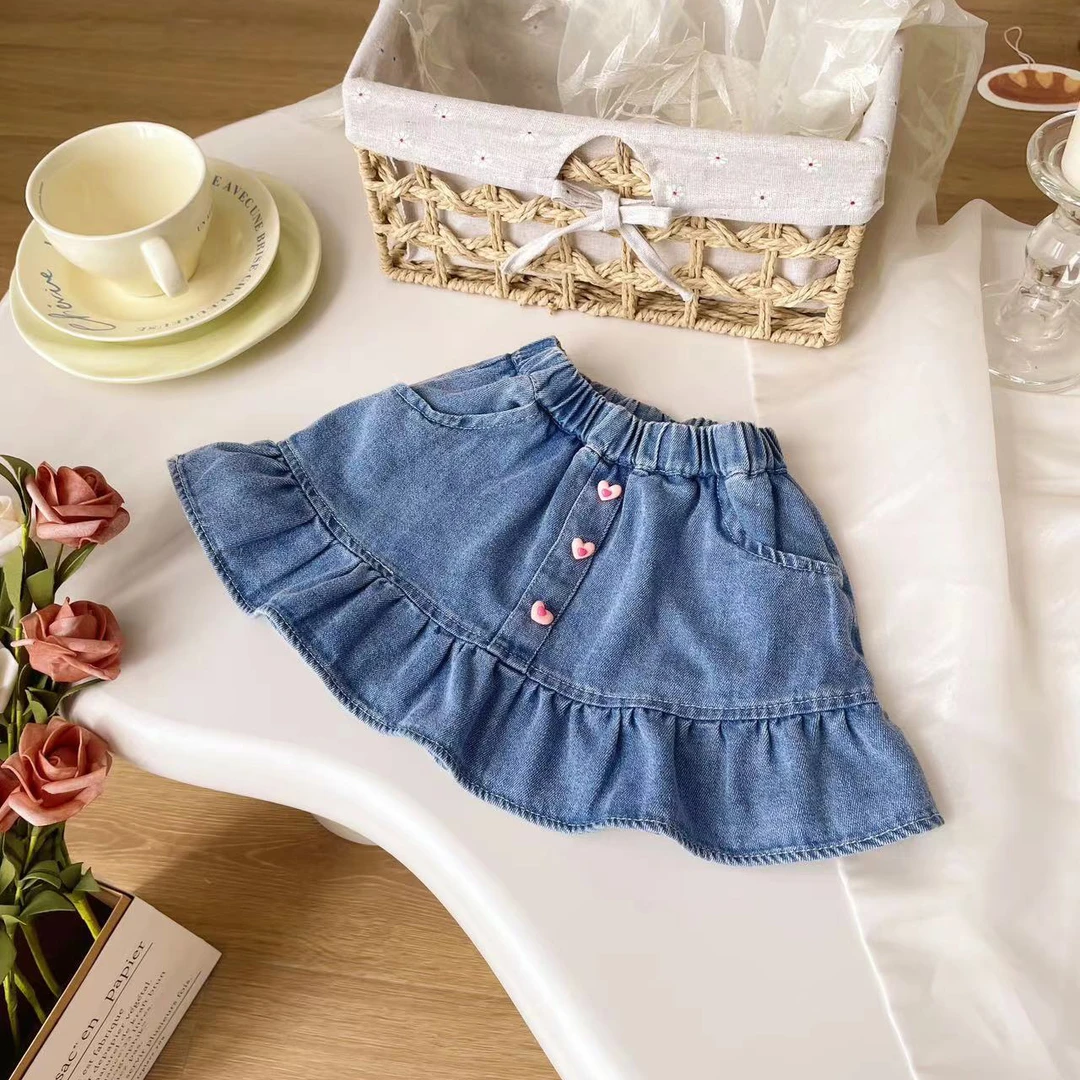 【现货】XK246730夏季女童牛仔短裙儿童裙子女宝百搭休闲洋气