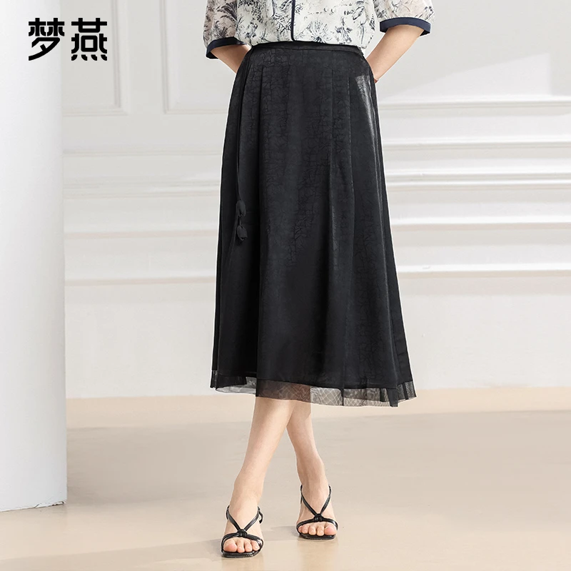 梦燕夏季女时尚百搭气质优雅宽松休闲舒适简约显瘦半裙BE02B5003