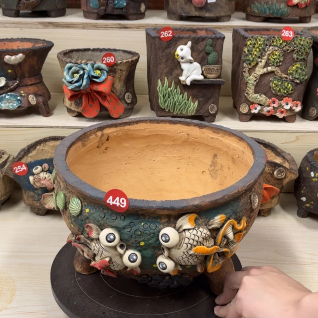 【闪购商品】紫砂花盆449微瑕号内口24.5外高18