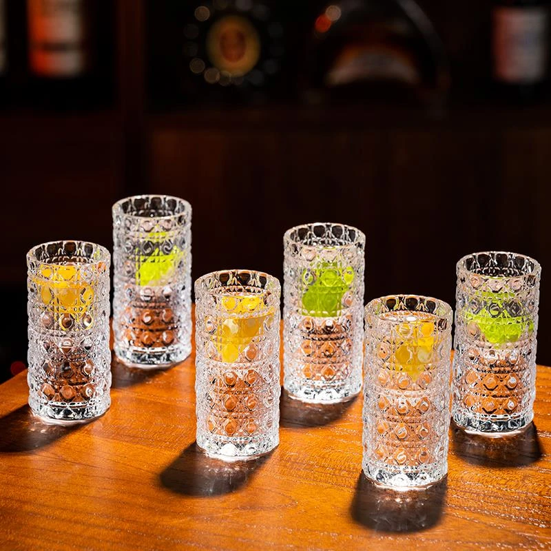 浮雕加厚宝石纹白酒杯架shot杯一口杯野格烈酒杯家用鸡尾酒杯