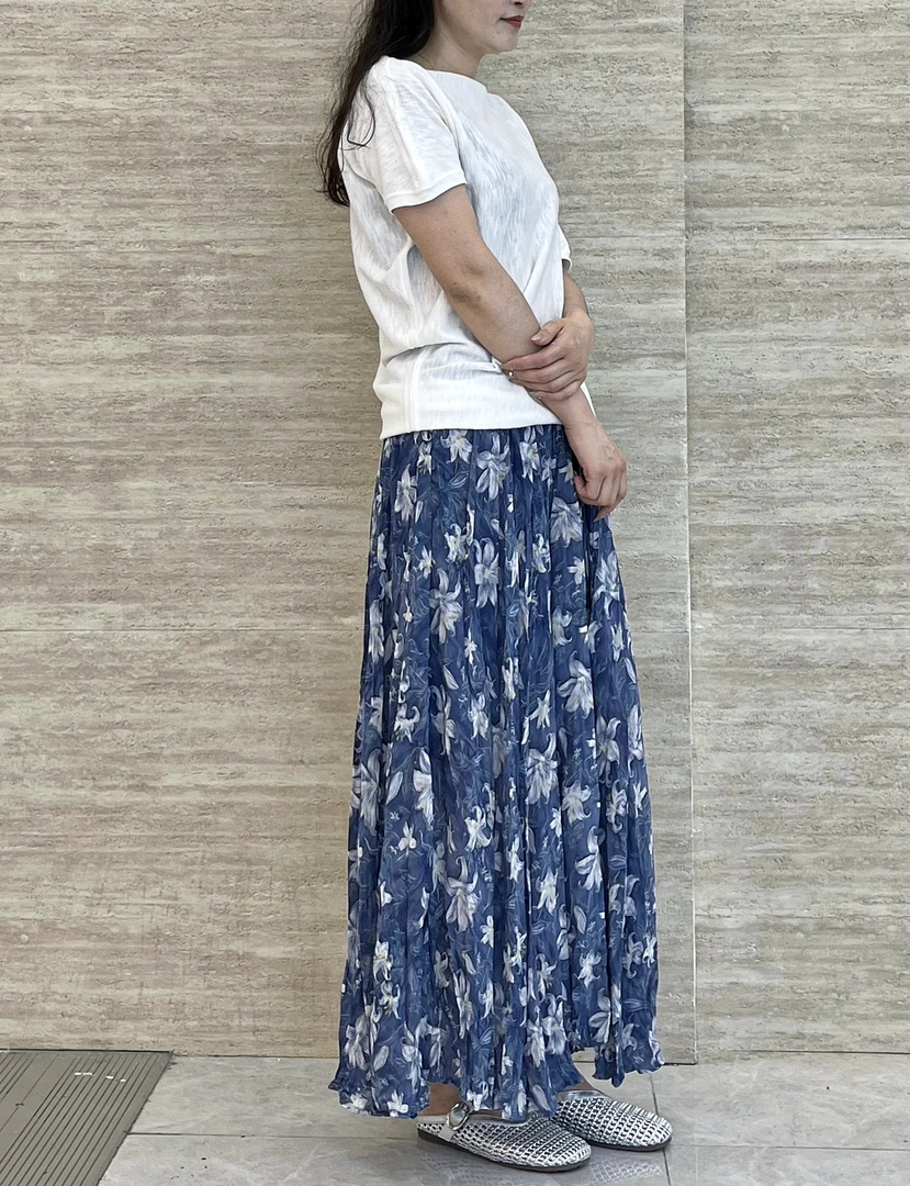 YANSBADI/原色标点慵懒风中腰休闲风碎花半身裙通勤风常规印花