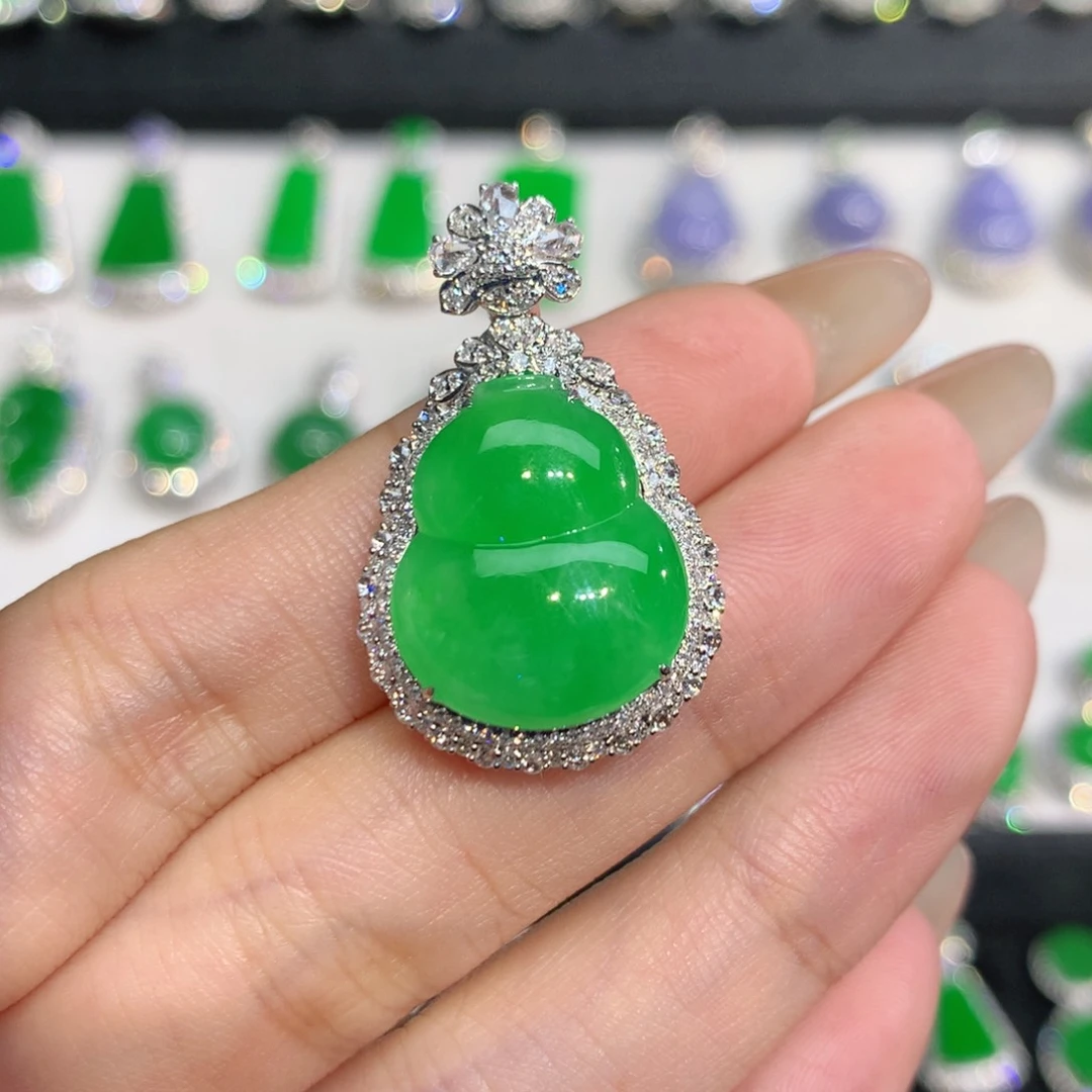 翡翠18K金镶嵌吊坠(不含链)