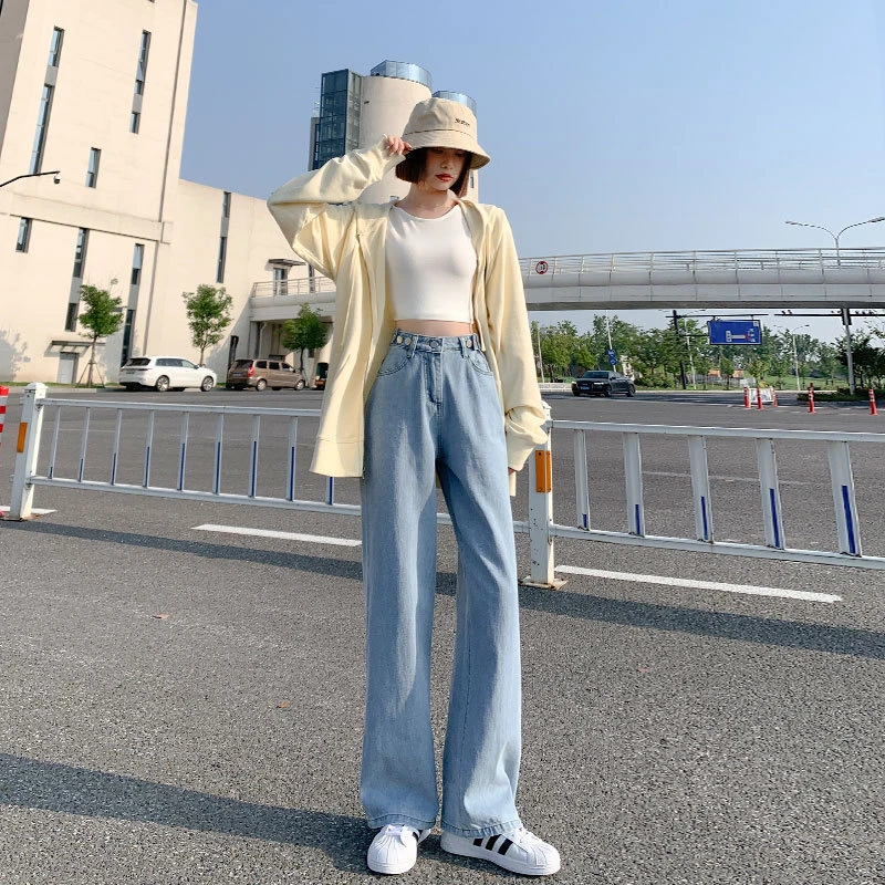 【2242人好评】大码胖妹妹阔腿牛仔裤女裤子宽松小个子夏季高腰直