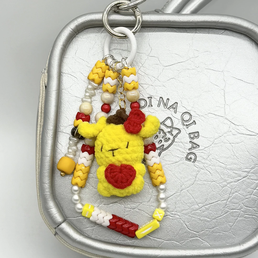 柒小七软糖布丁狗手工编织娃娃吊饰配饰成品