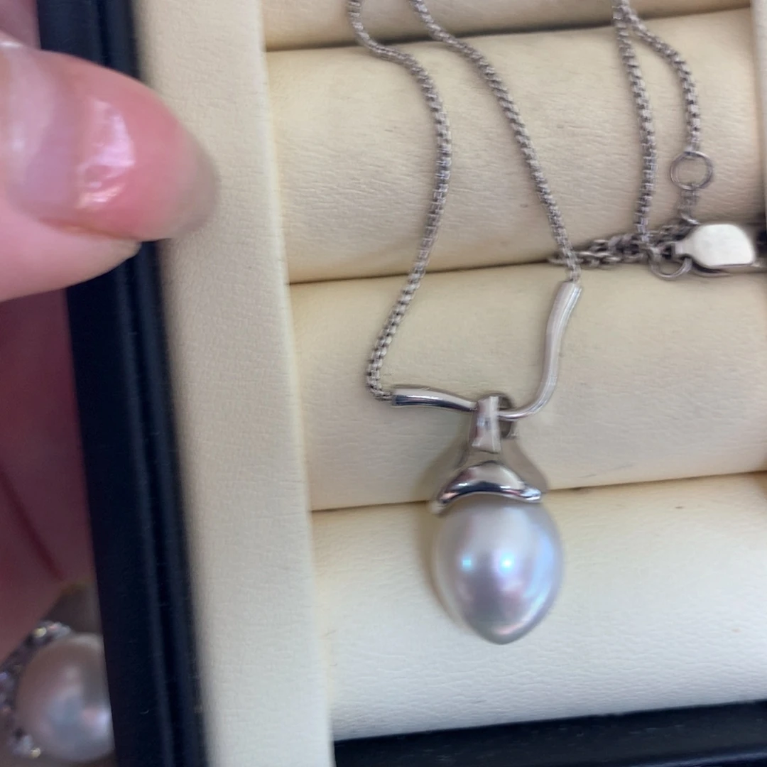 海水珍珠银S925镶嵌颈饰