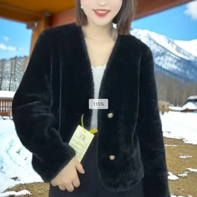 【淼姐家】小米貂4色短款貂绒皮毛一体时尚女士外套