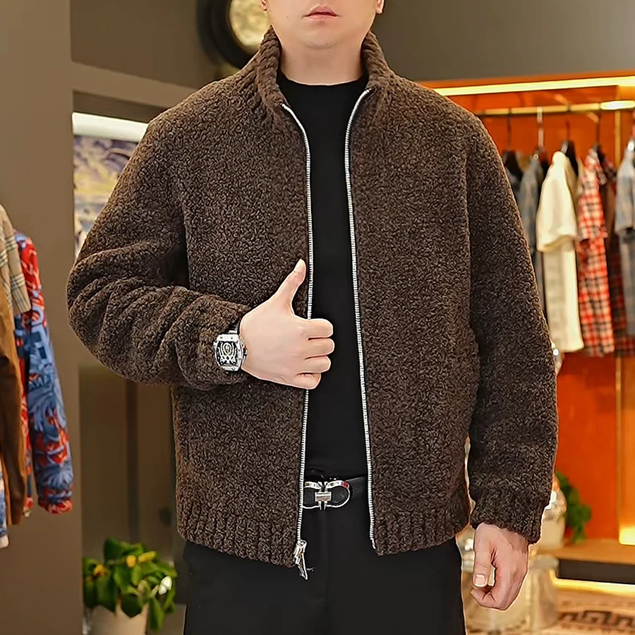 2025冬季时尚百搭轻奢立领保暖貂绒大衣男士休闲个性上衣HR