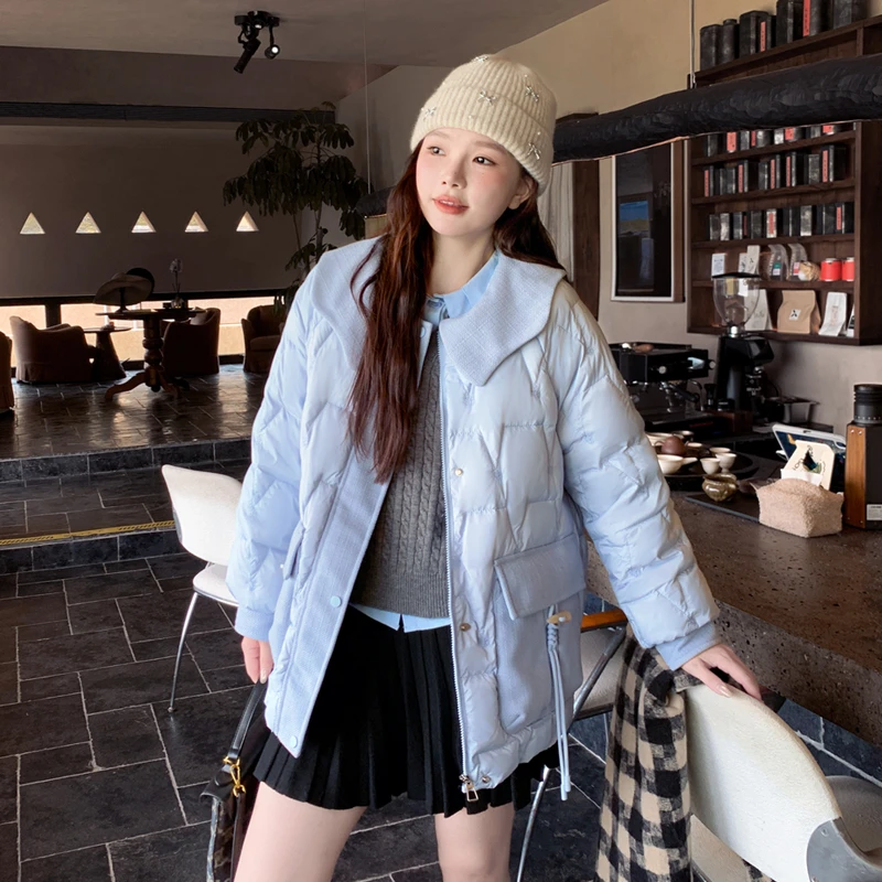 加肥加大码胖mm200斤白鸭绒羽绒服女田园潮流时尚百搭秋冬小香风